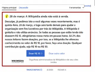 Wikipédia recorre a seus usuários para seguir no ar e pede doações