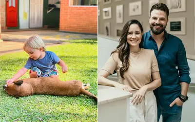 Filho de Fernanda Vasconcellos e Cássio Reis encanta web com cachorrinho